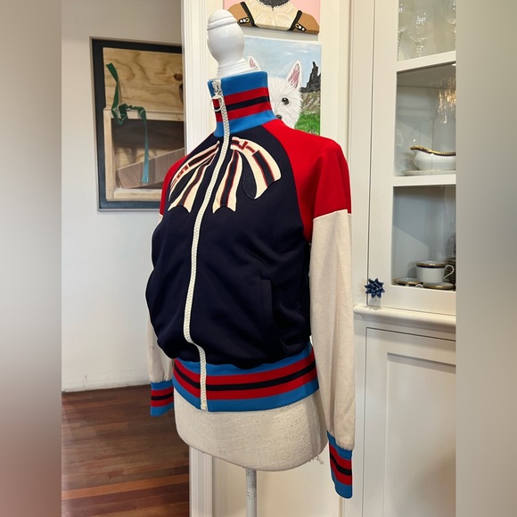 Gucci Blue & Navy Contrast Ribbed Collar Jacket - Picture 5 of 9